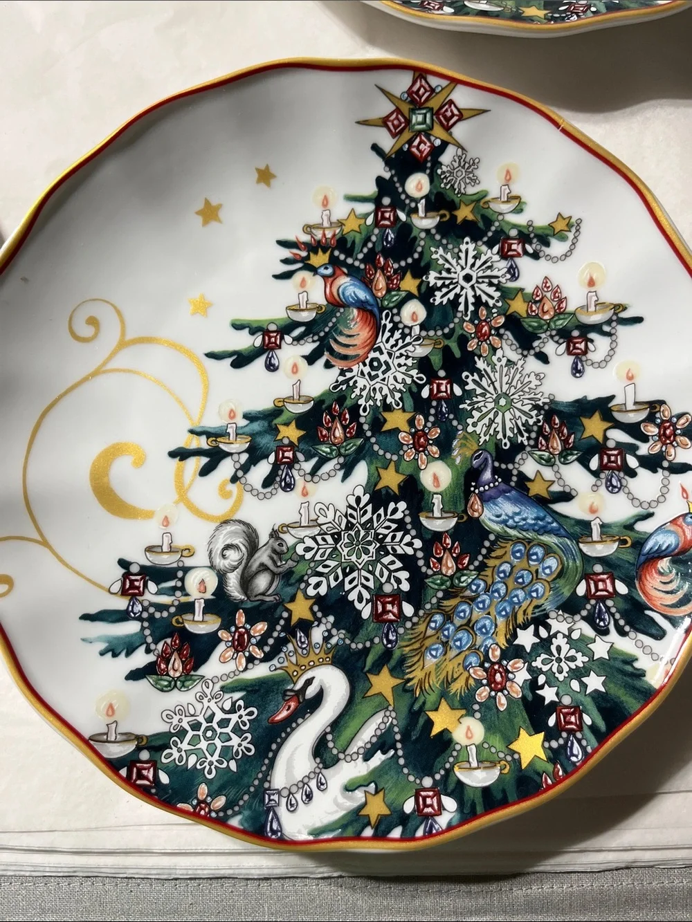 Williams Sonoma Night Before Christmas Dessert Plates - Gold Trim (Set of 4)